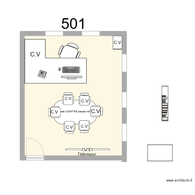Bureau 501 - V.CARRÉ V3. Plan de 1 pièce et 24 m2