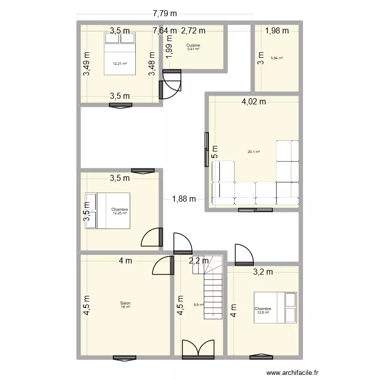 adan3. Plan de 15  et 182 m²