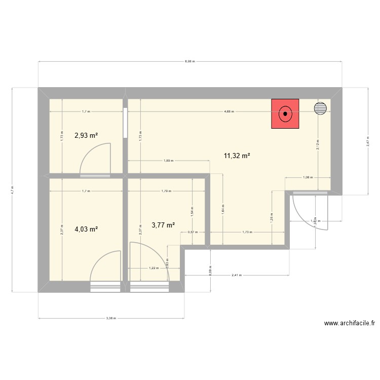 BUANDERIE 86. Plan de 4 pièces et 22 m2