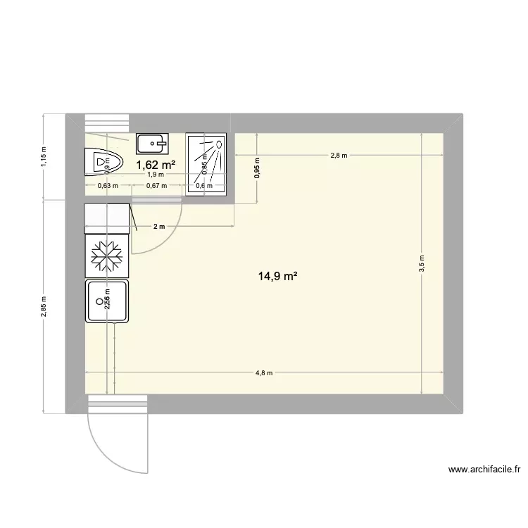 flaminia sud. Plan de 2 Pièces et 17 m² flaminia sud. Plan de 2 Pièces et 17 m²