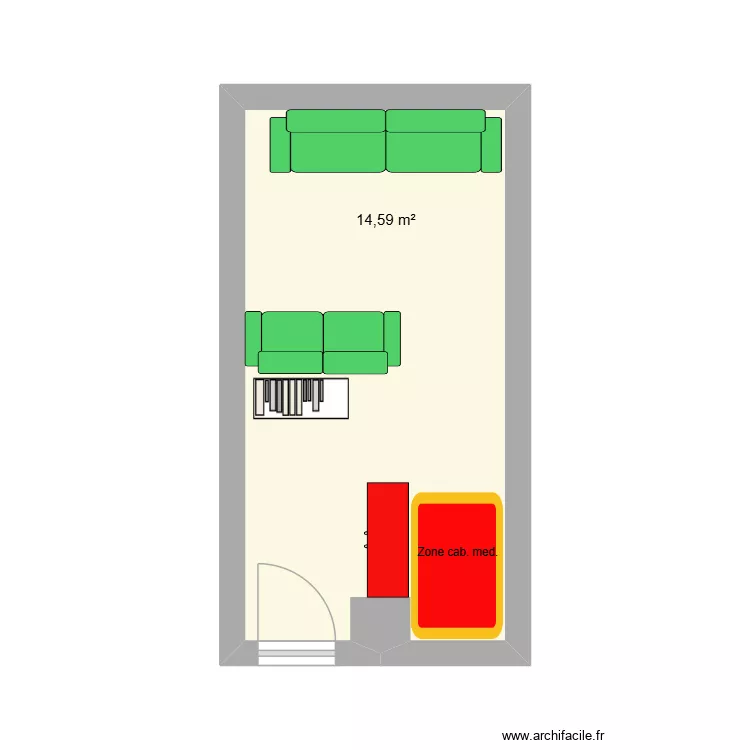RJ106 Oratoire. Plan de 1  et 15 m²