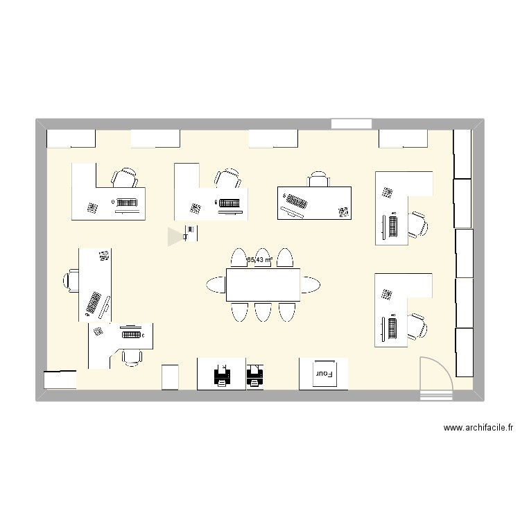 Idée 1. Plan de 1 pièce et 65 m2