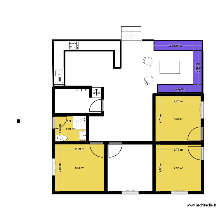case bouyouye. Plan de 7 pièces et 31 m2
