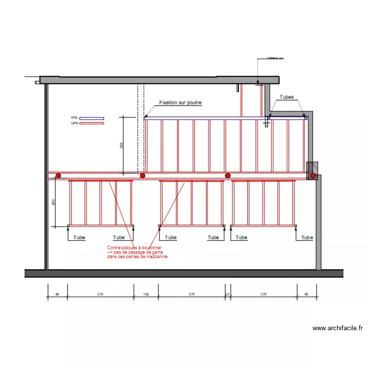 D&eacute;coupe mezzanine . Plan de 