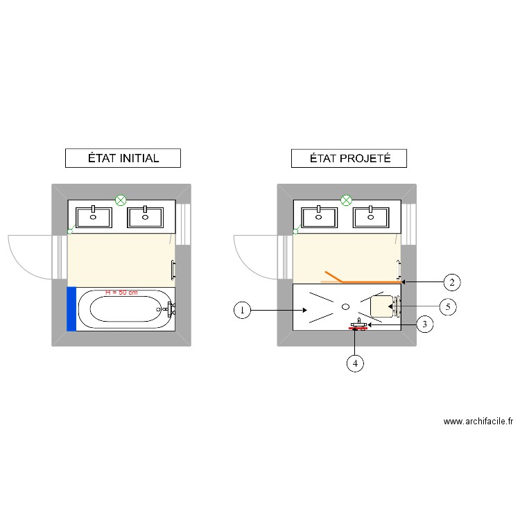 SENCZUK. Plan de 2 pièces et 8 m2