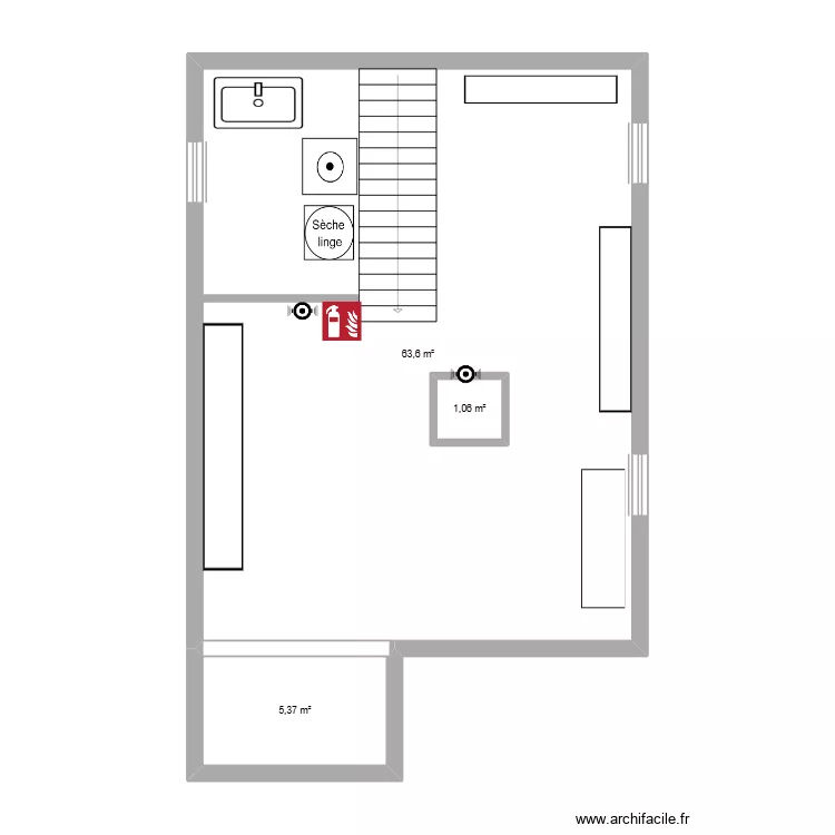 sous-sol. Plan de 3  et 72 m²