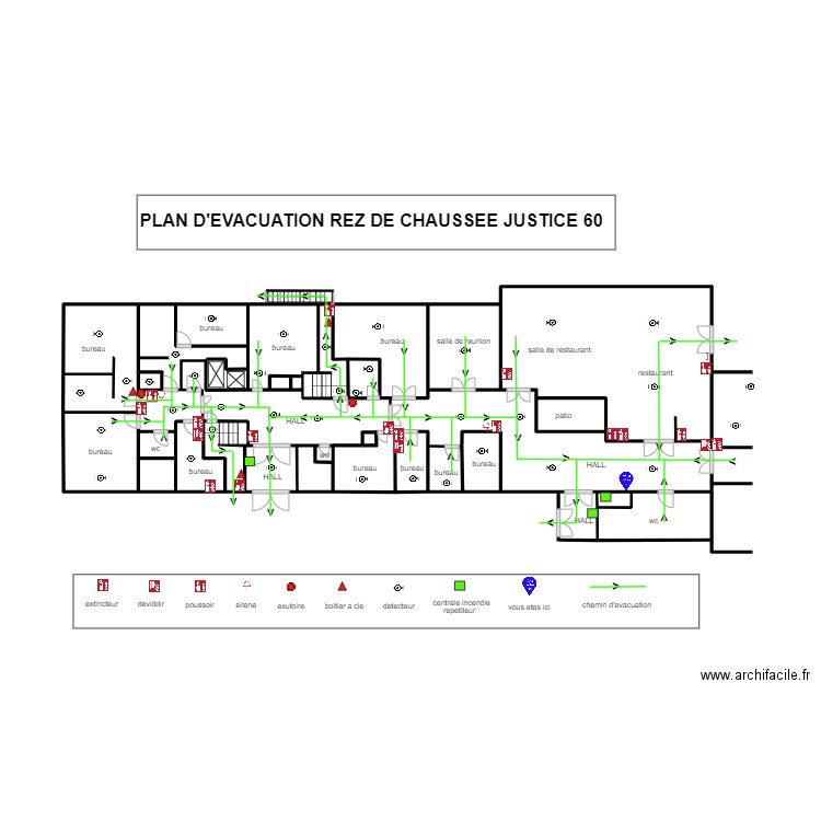rez de chaussee justice 60. Plan de 19 pièces et 32 m2