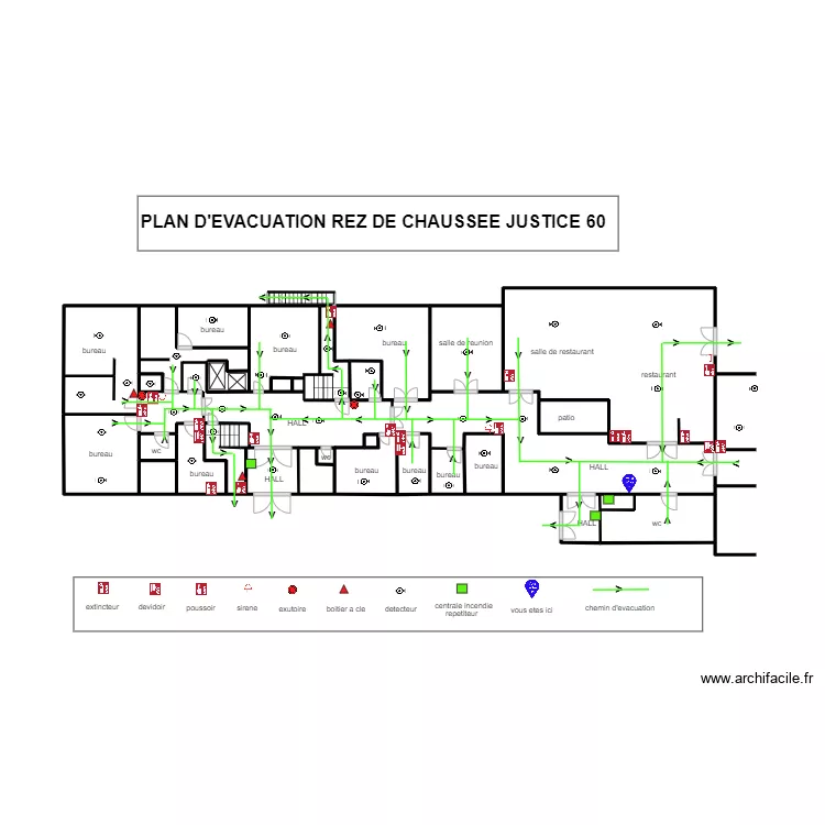 rez de chaussee justice 60. Plan de 