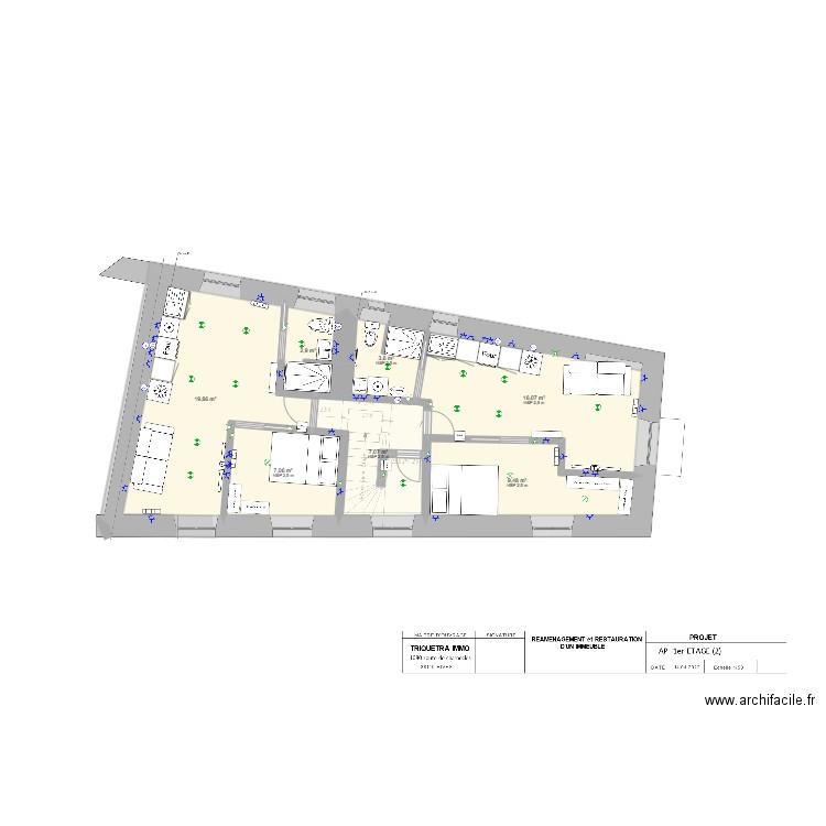ACHAT REVENTE VIZILLE 3 électricité 2eme étage. Plan de 7 pièces et 66 m2