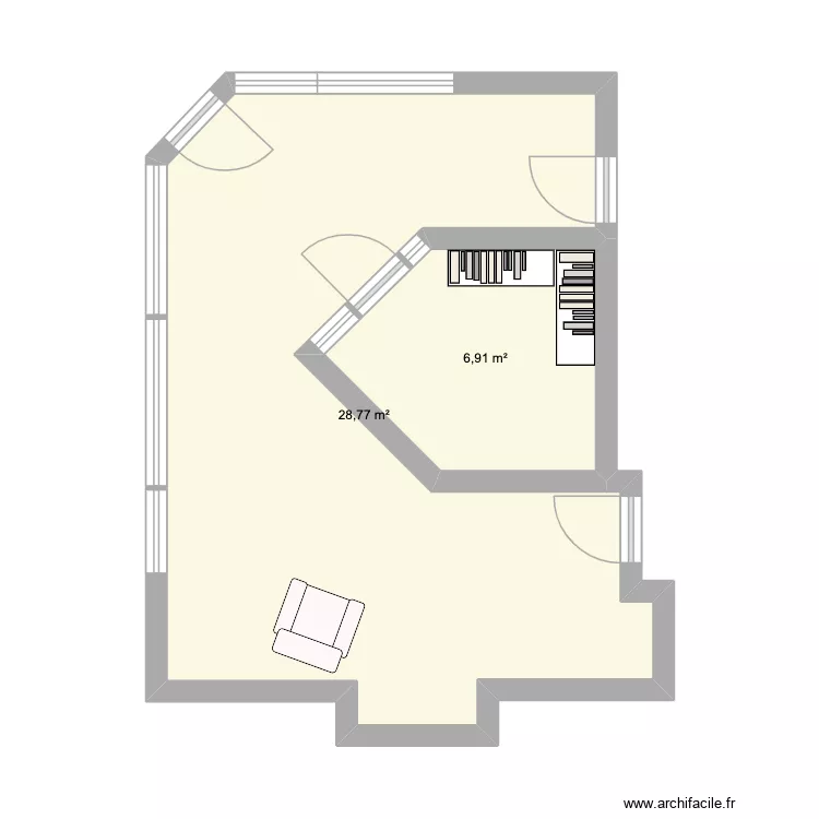 nouveau magasin. Plan de 2  et 36 m²