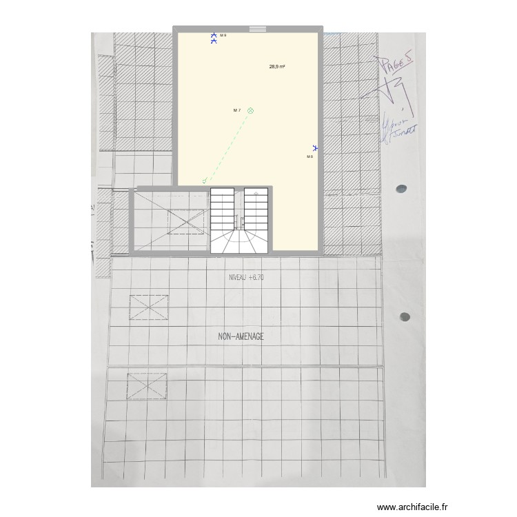 gala 2ème étage chambre mansardée. Plan de 1 pièce et 29 m2