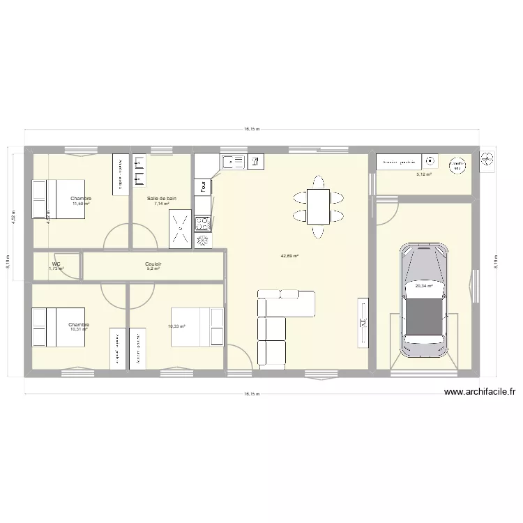 location 2. Plan de 9 pièces et 114 m²