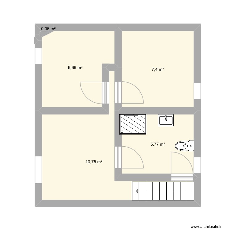 Étage chambre. Plan de 5 pièces et 31 m2