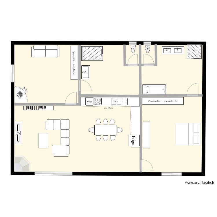 Maison DOMI N° 1. Plan de 1 pièce et 154 m2