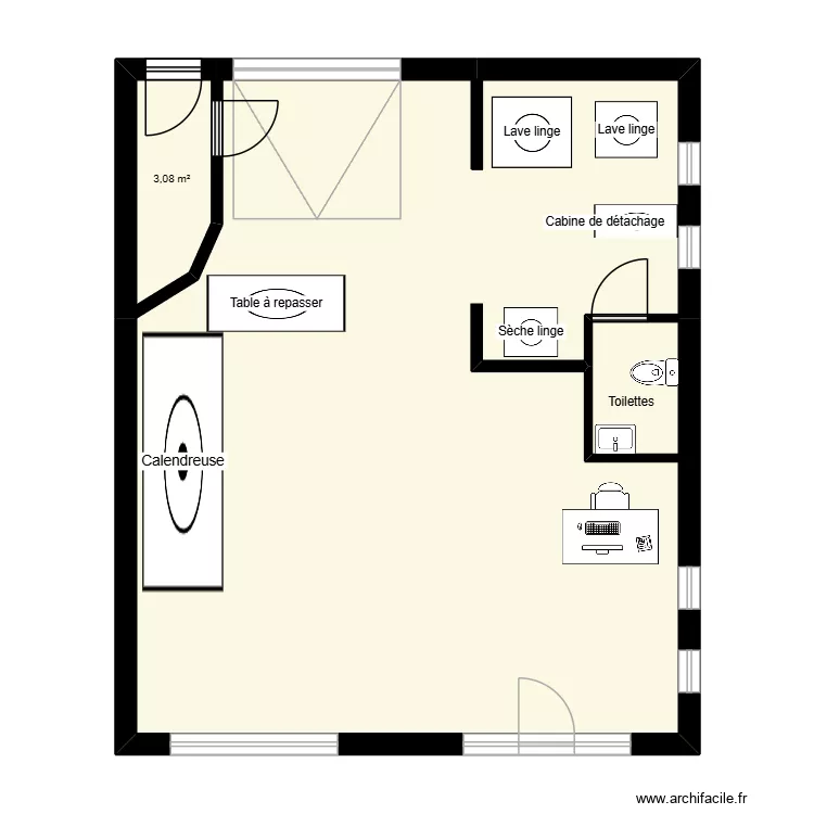 blanchiss. Plan de 3  et 72 m²