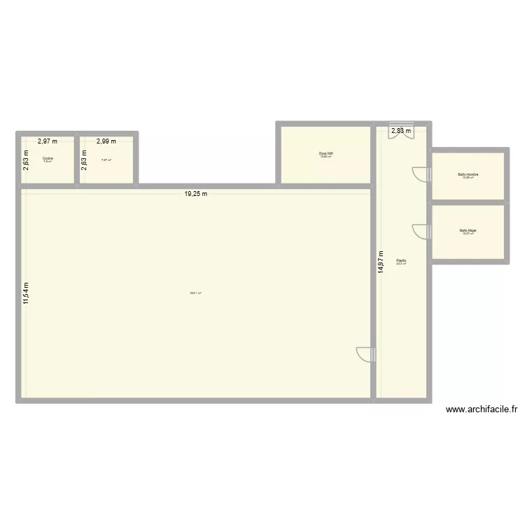 Piso 1. Plan de 7 Pièces et 319 m²