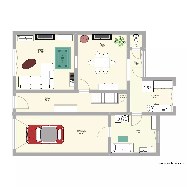 RDC FLAWINNE. Plan de 7  et 97 m²
