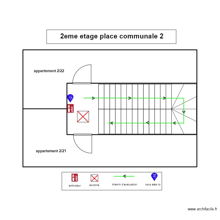 1er etage place communale 2. Plan de 3 pièces et 38 m2