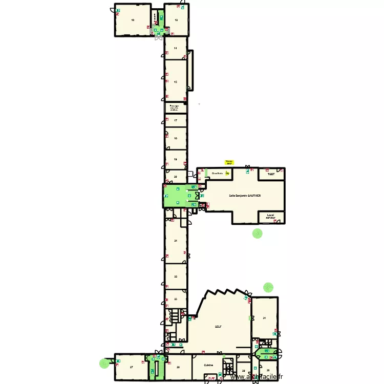 Plan RDC Fa&ccedil;ade OUEST. Plan de 