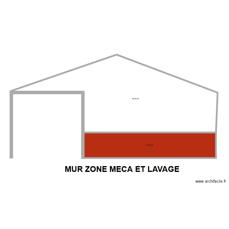 MUR ZONE MECA ET LAVAGE. Plan de 2 pièces et 94 m2