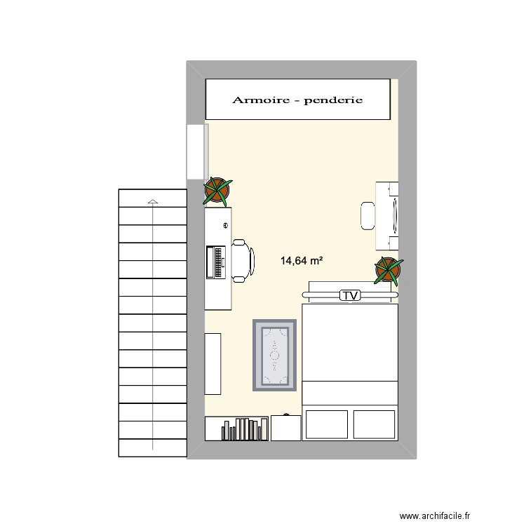 chambre Albane papa. Plan de 1 pièce et 15 m2