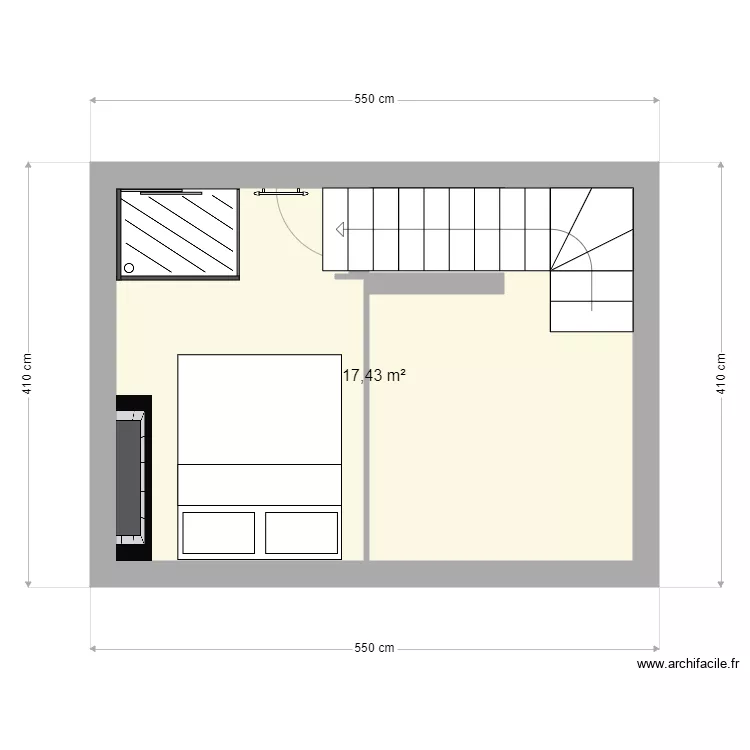 Grange Etage 2. Plan de 1  et 17 m²