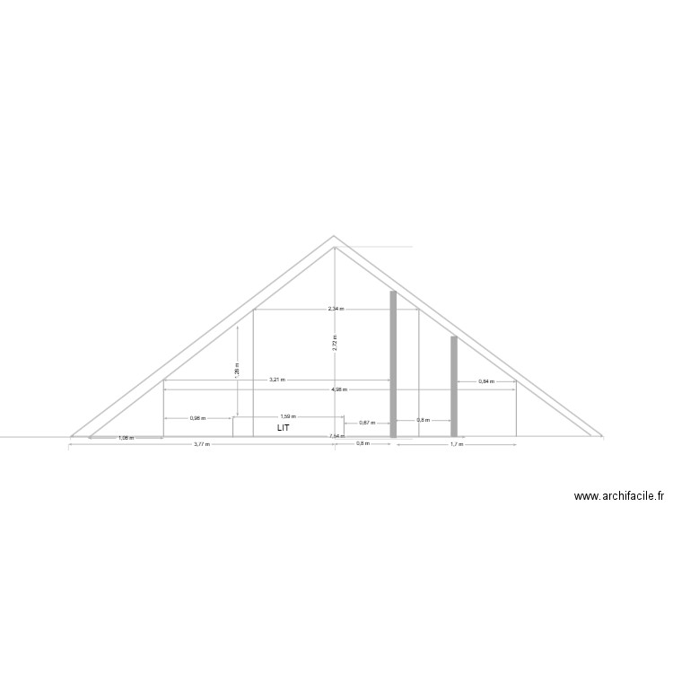quiberon combles coupe 2. Plan de 0 pièce et 0 m2