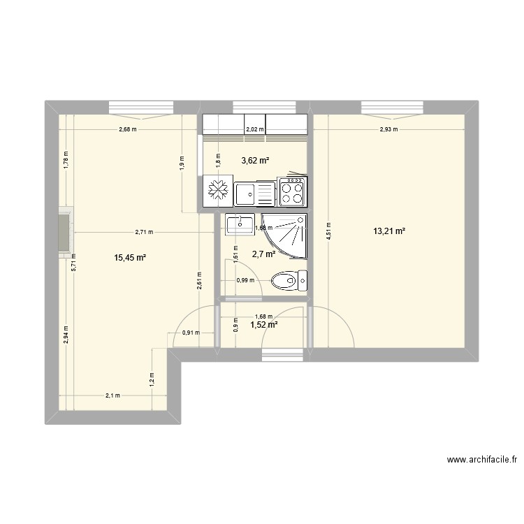 3 lucot- V1-1. Plan de 5 pièces et 37 m2