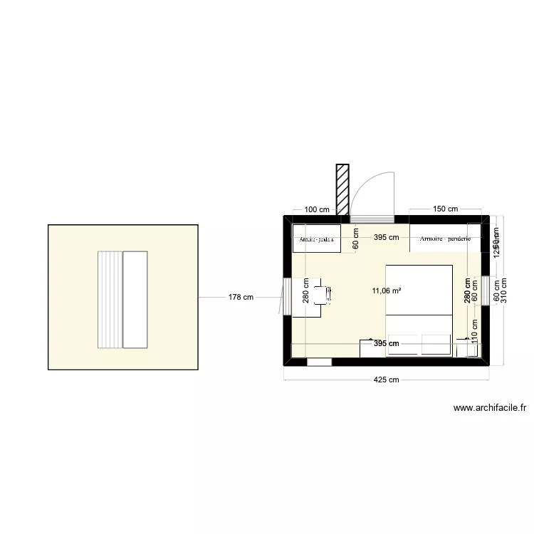 facade jardin sans porte. Plan de 