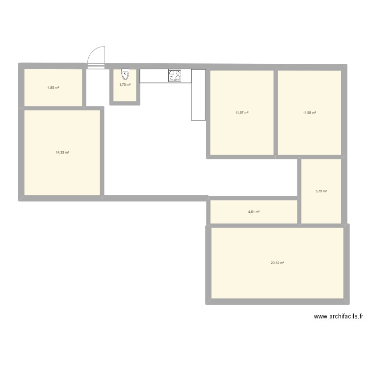 Maison Plan 3. Plan de 8 pièces et 76 m2
