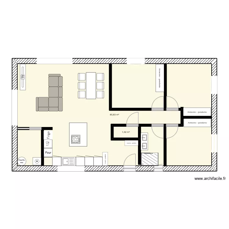 Maison Laura et Antho. Plan de 2 Pièces et 93 m²