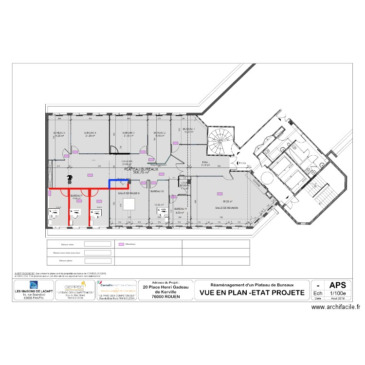 LADAPT DR ROUEN  06/11/2023. Plan de 3 pièces et 32 m2