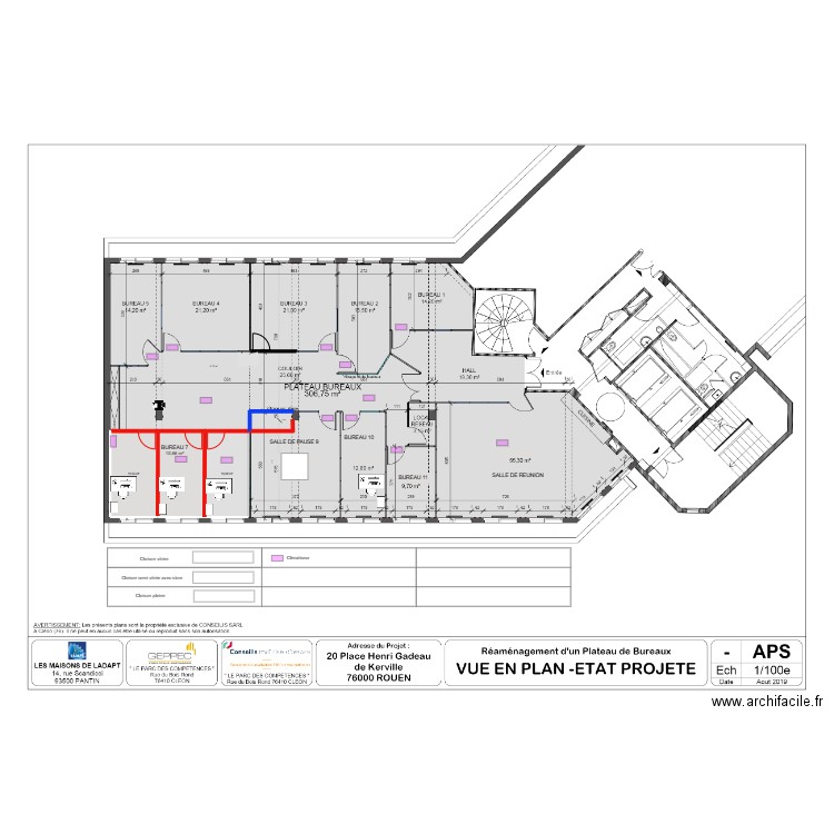 LADAPT DR ROUEN  06/11/2023. Plan de 3 pièces et 36 m2