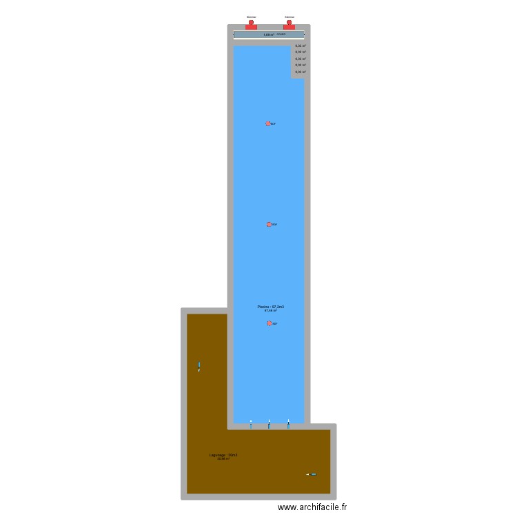 DB KINE. Plan de 8 pièces et 105 m2