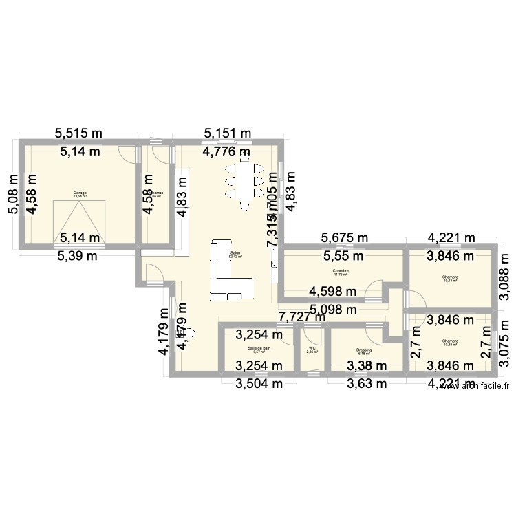 Projet Maison. Plan de 9 pièces et 130 m2