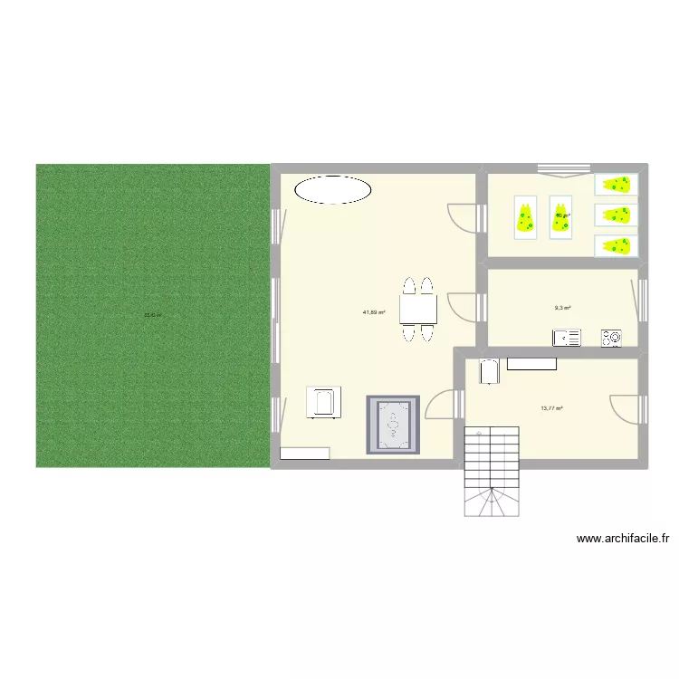 apo. Plan de 4  et 75 m²