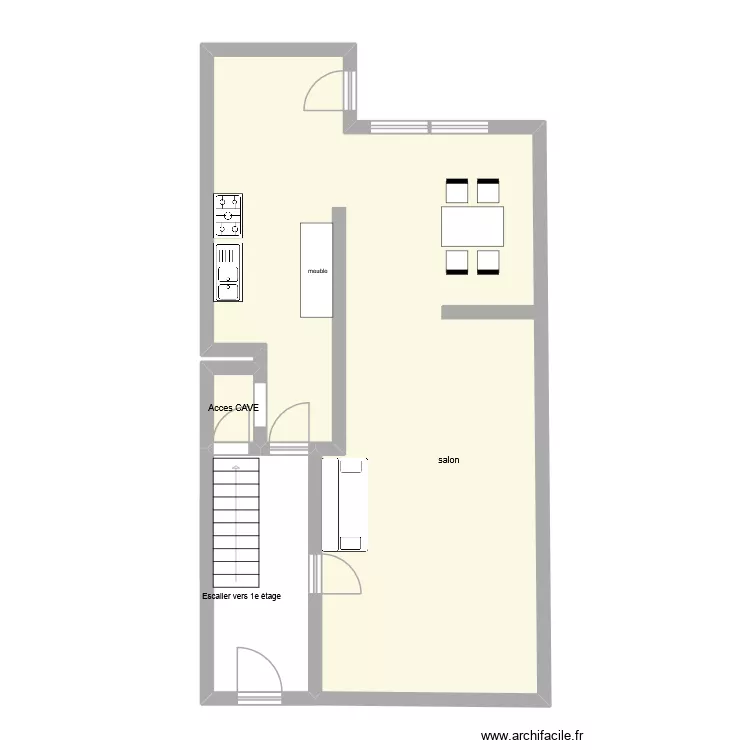 rdc KK. Plan de 2  et 64 m²