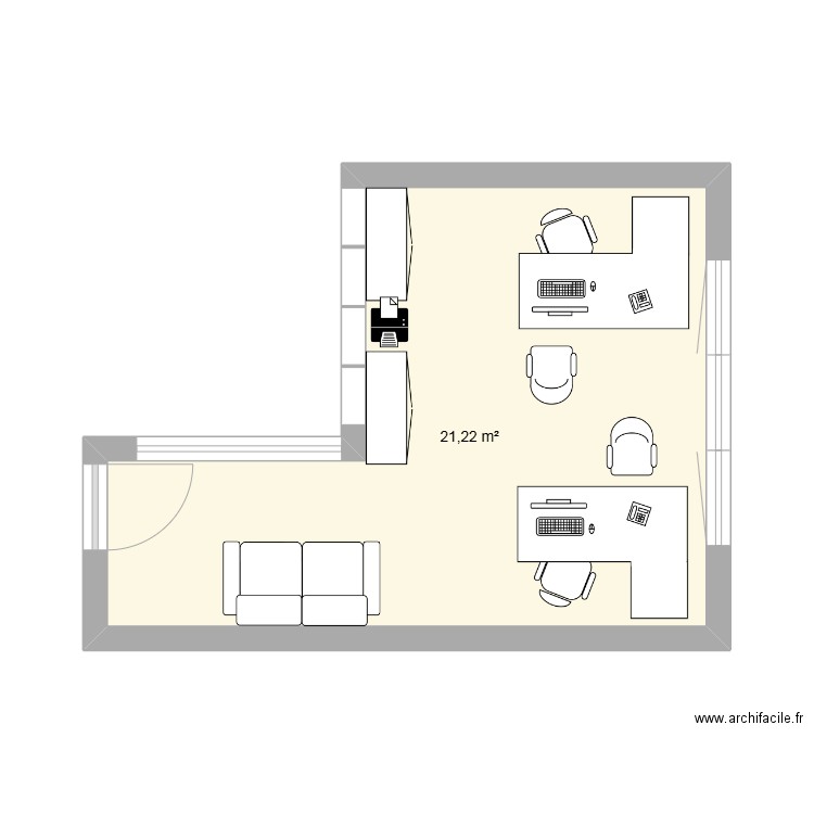 PLAN BUREAU SAMSIC 2. Plan de 1 pièce et 21 m2