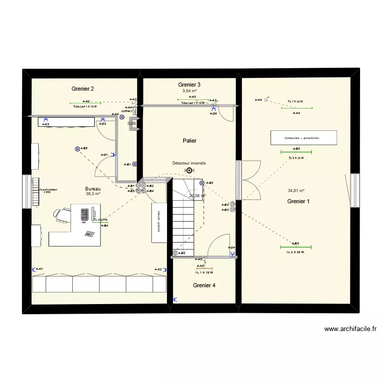 2026-02-26-Plan du niveau 1 &eacute;tage-&eacute;lectricit&eacute;. Plan de 5  et 97 m²