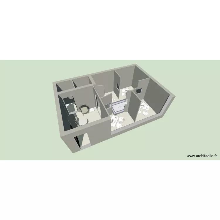 Marketing. Plan de 3 Pièces et 34 m²