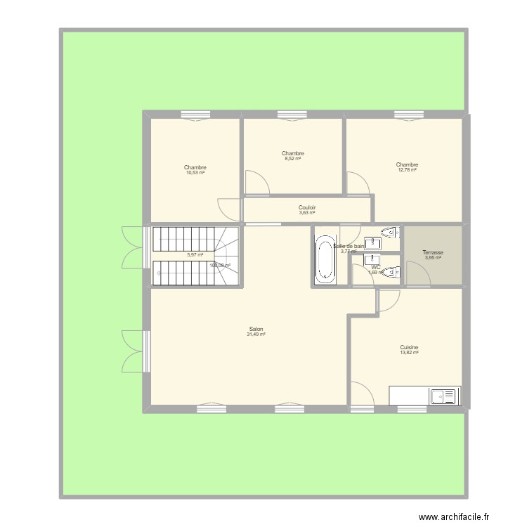 wafa. Plan de 11 pièces et 196 m2