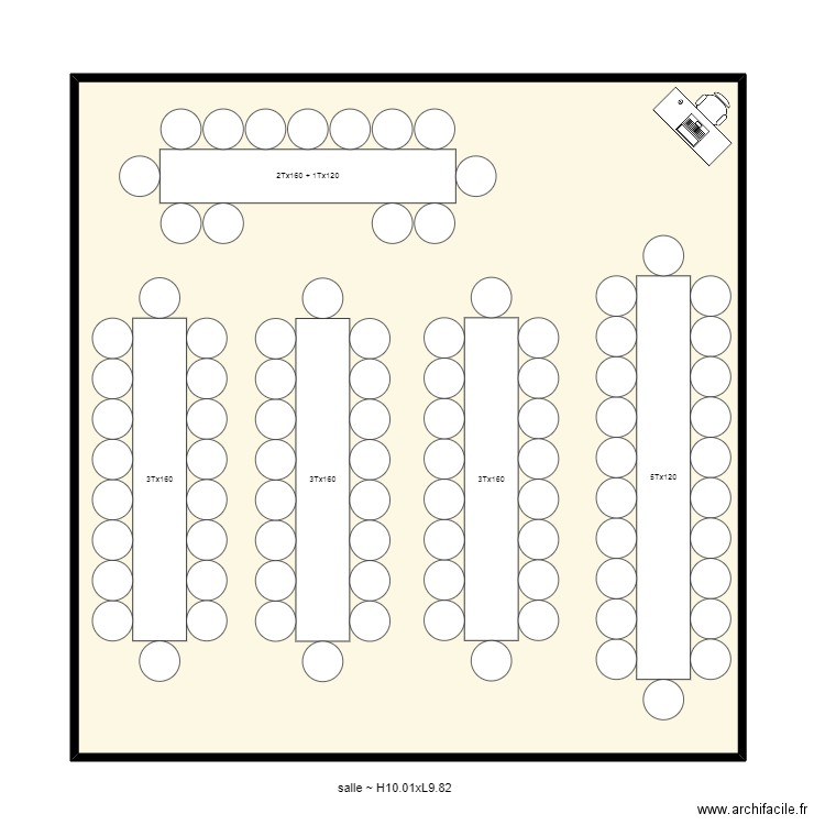 plan de table nom. Plan de 1 pièce et 98 m2