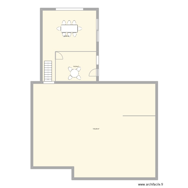 Taupont. Plan de 3 pièces et 175 m2