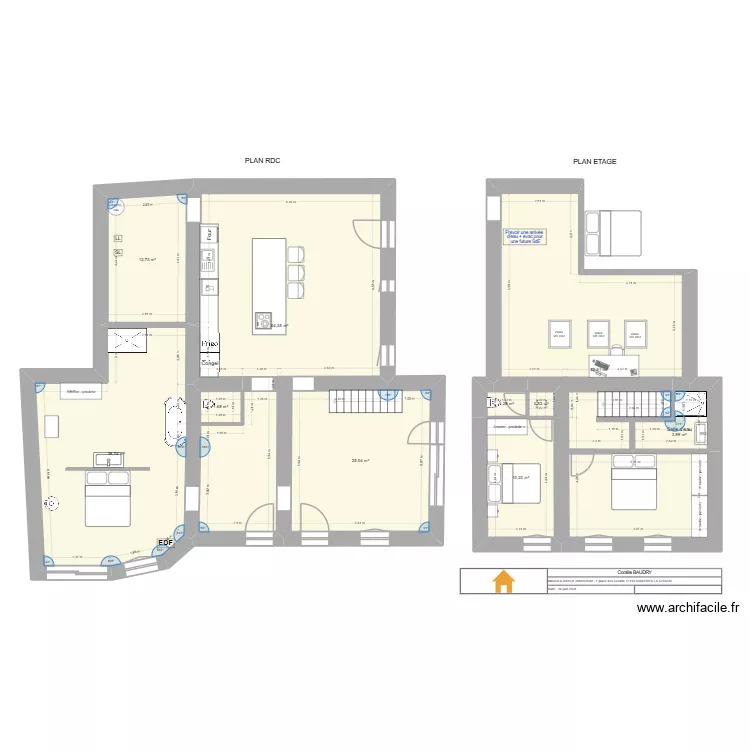 Plan avec étage Asnières modifié. Plan de 10 Pièces et 201 m² Plan avec étage Asnières modifié. Plan de 10 Pièces et 201 m²