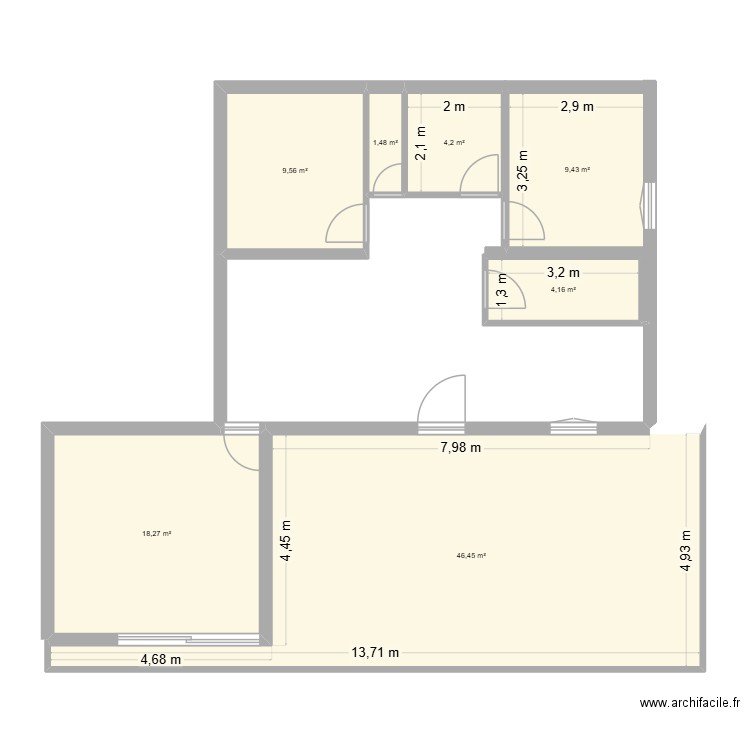 crechcre 2. Plan de 7 pièces et 94 m2