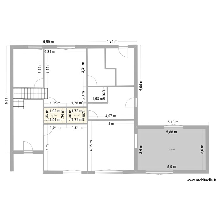93 BP Rdc Plan de Base 1.1. Plan de 3 pièces et 26 m2