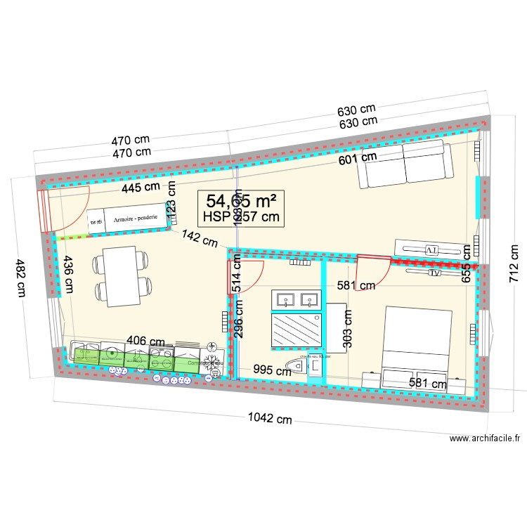 appartement mouja wc dans salle de bain. Plan de 0 pièce et 0 m2