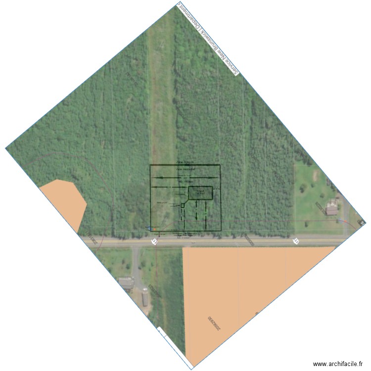 inplantation 2. Plan de 2 pièces et 204 m2