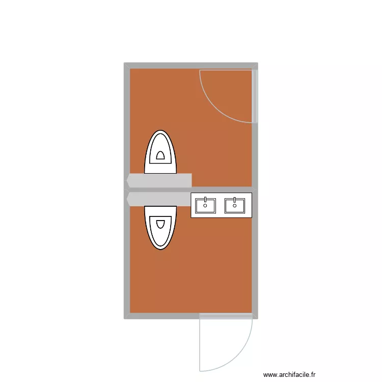 R&eacute;novations WC R+1. Plan de 2  et 6 m²