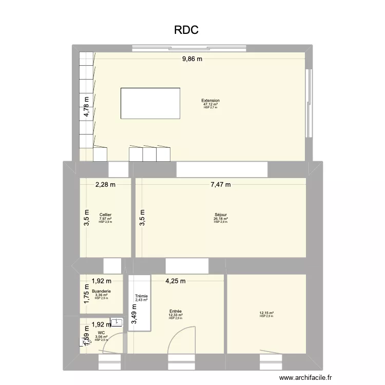 RDC. Plan de 8 et 117 m² RDC. Plan de 8 et 117 m²